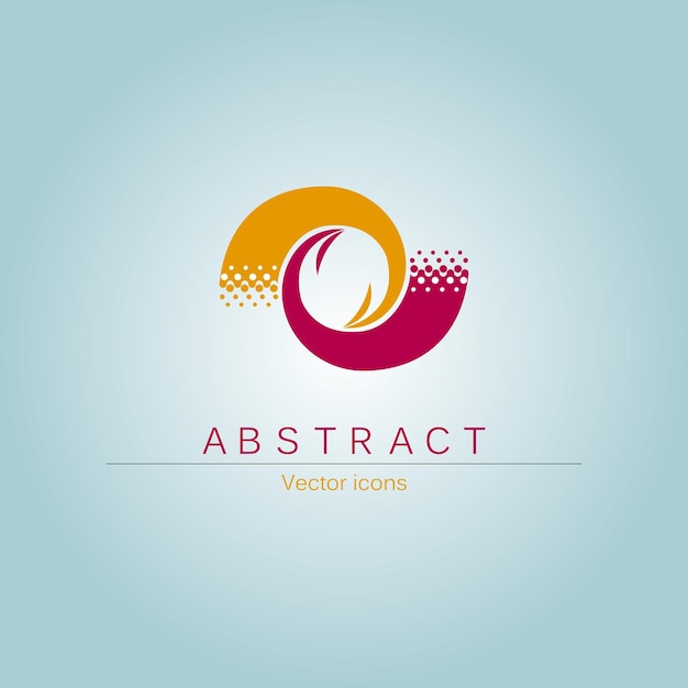 abstract logo design, circular design, arranged in rotational symmetry.