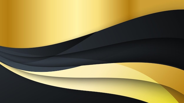 abstract luxury black and gold background with waves