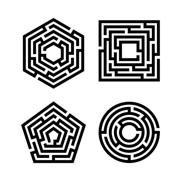 Vector abstract maze set