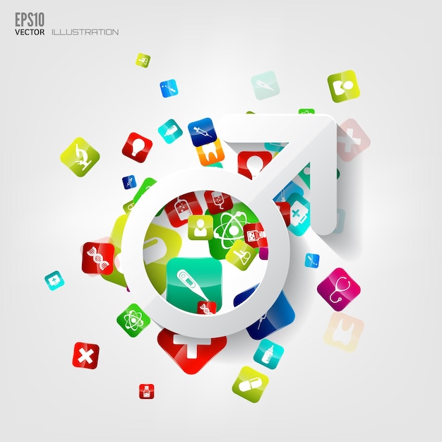 Abstract medical background with application icons