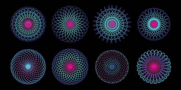 Abstract modern background element set with blue and pink gradient wave