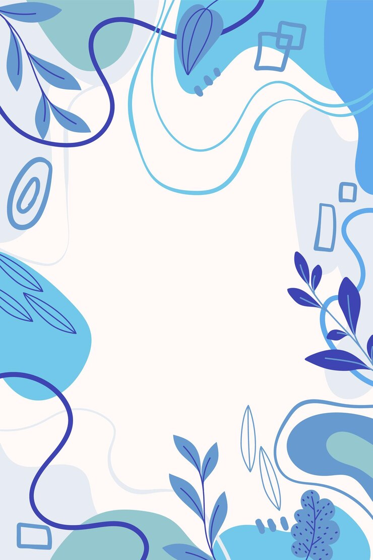 Vector abstract monochrome background in blue tones with leaves and fluid shapes decorative banner perfect