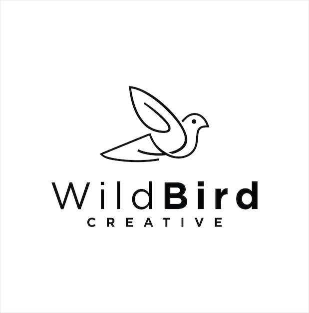 Abstract monoline bird logo pigeon silhouette flying