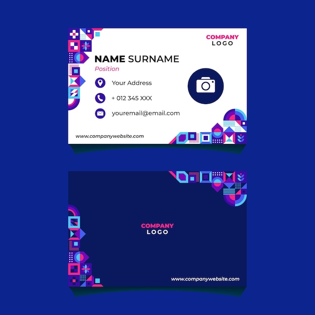 Abstract Mosaic Geometric Name Card Design for Business or Company