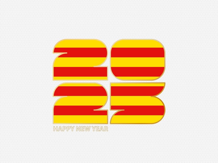 Vector abstract numbers 2025 with flag of catalonia