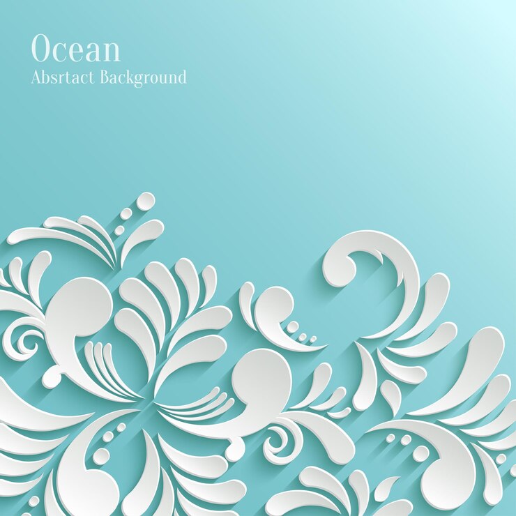 Abstract Ocean Background with 3d Floral Pattern