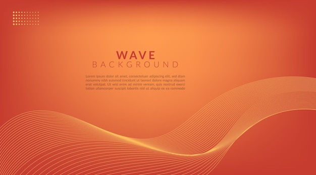 Abstract orange wavy lines background with copy space
