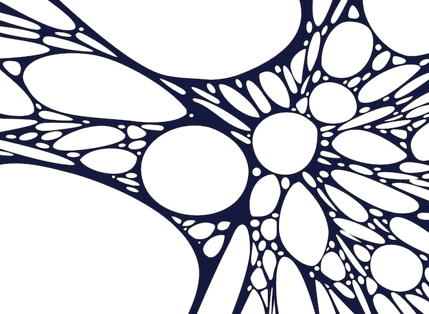Abstract organic pattern with interconnected shapes in navy against white