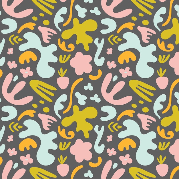Abstract organic seamless pattern trendy contemporary nature floral shapes vintage design for card