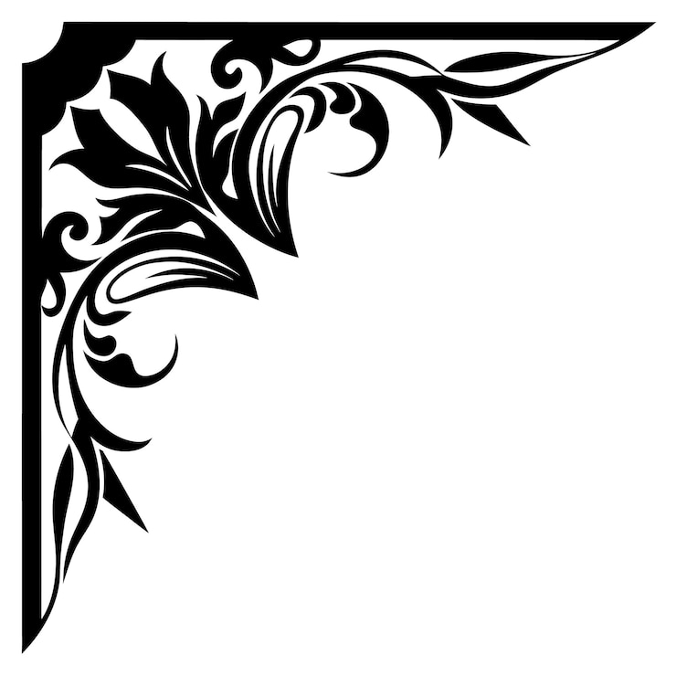 Vector abstract ornament corner black and white illustration