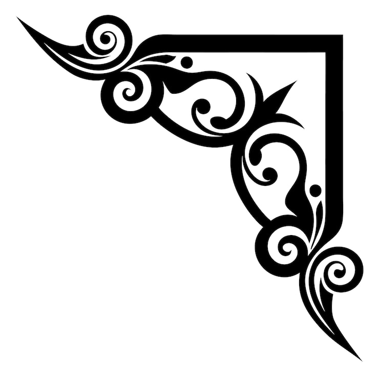 Vector abstract ornament corner black and white illustration