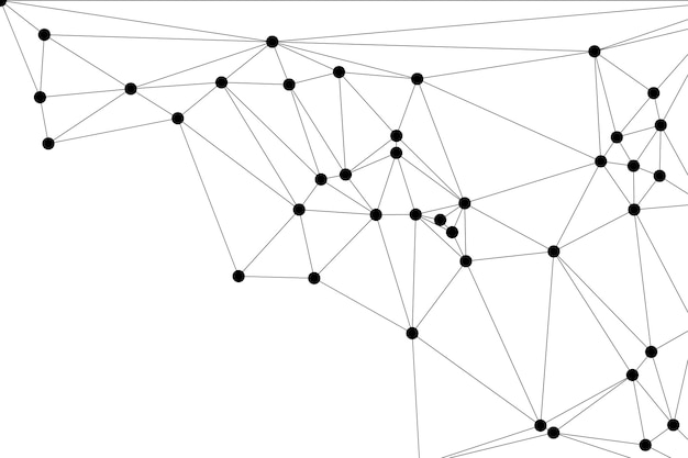 Abstract Polygonal Mesh with Black Nodes and Thin Lines Creating a Minimalist Geometric Network Pattern