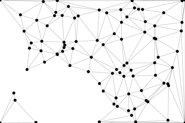Abstract Polygonal Mesh with Black Nodes and Thin Lines Creating a Minimalist Geometric Network Pattern