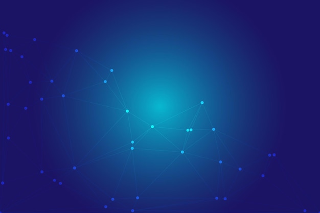Abstract Polygonal Mesh with Blue Nodes and Thin Lines on a Dark Background Creating a Futuristic Network Design with Geometric Connections