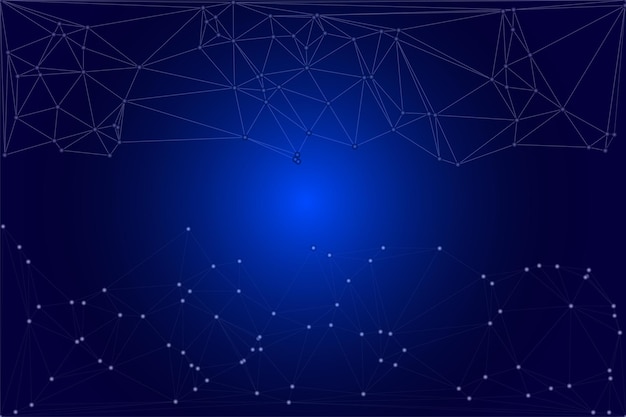 Abstract Polygonal Mesh with Blue Nodes and Thin Lines on a Dark Background Creating a Futuristic Network Design with Geometric Connections