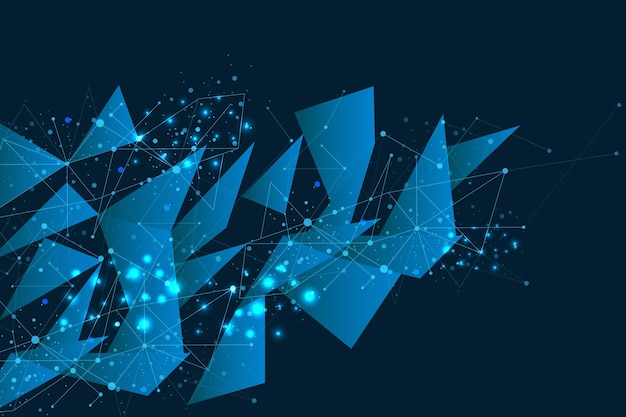 abstract polygonal space triangles with connecting dots and lines 01