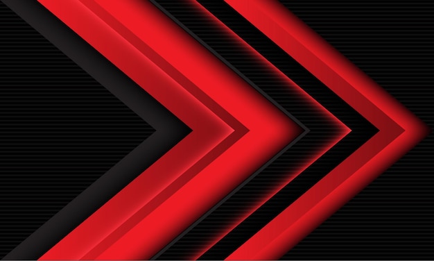 Abstract red arrow shadow direction overlap dark grey corrugated modern futuristic technology background