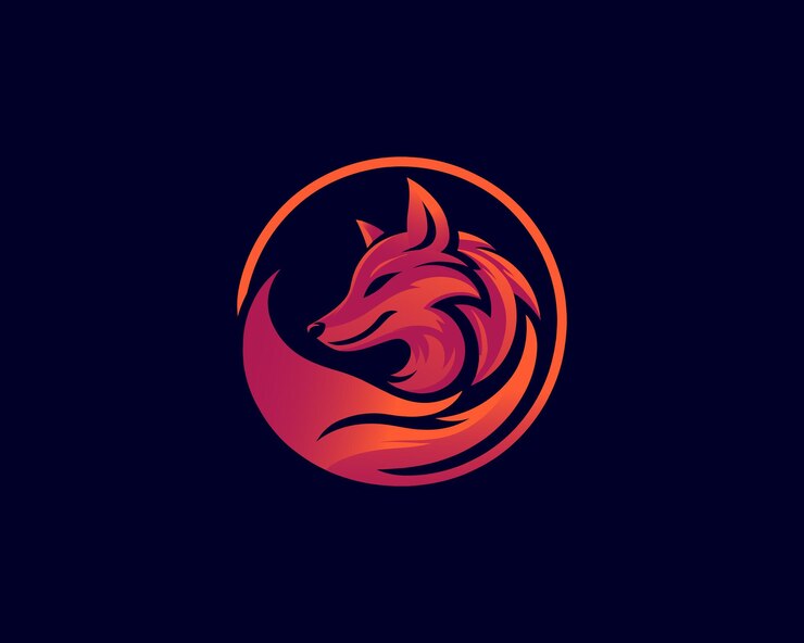 Vector abstract red fox mascot logo design