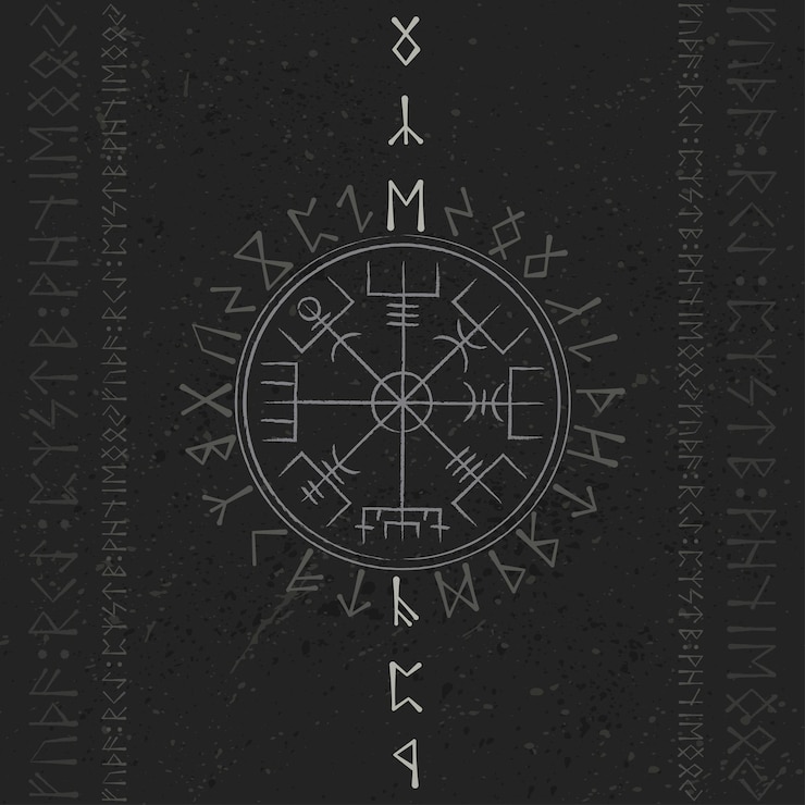 Vector abstract runic vegvisir true symbol
