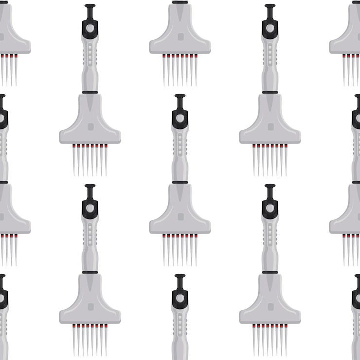 Vector abstract seamless medical pipette dropper for laboratory on white background