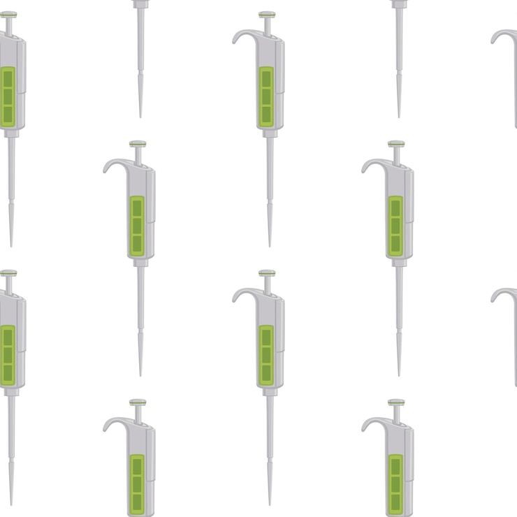 Vector abstract seamless medical pipette dropper for laboratory on white background