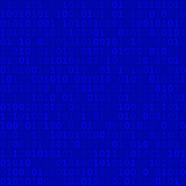 abstract seamless pattern of small digits one and zero in blue colors