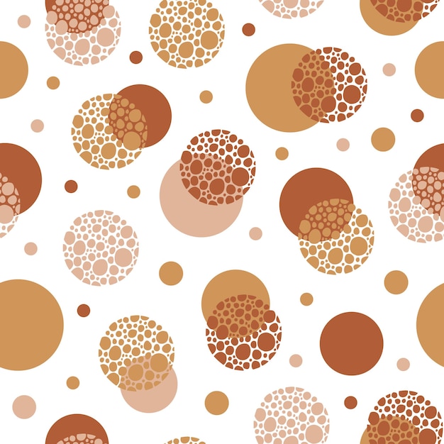 Abstract seamless pattern with colorful doodle circles and dots on white background