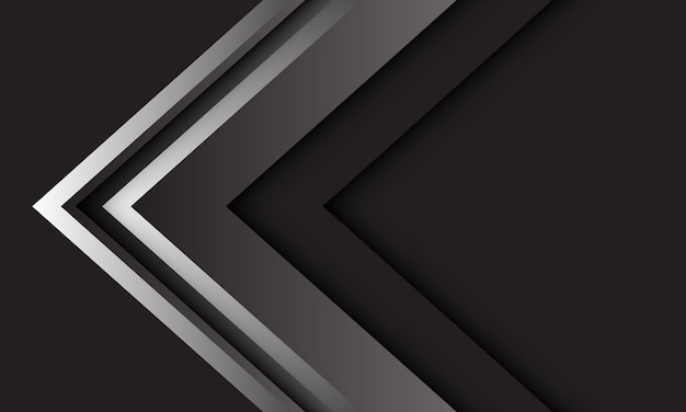 abstract silver arrow black shadow direction geometric on grey blank space design modern luxury futuristic background vector