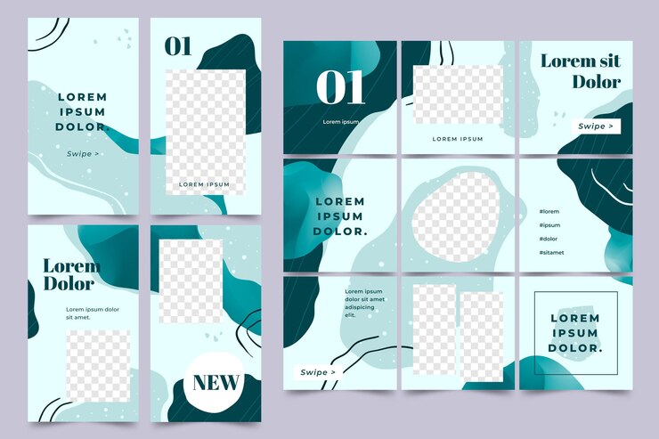 Vector abstract social media posts and stories pack