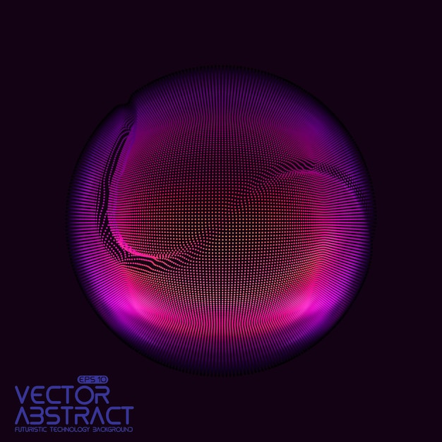 abstract sphere of particles, points array. Futuristic illustration. Technology digital splash or explosion of data points. Spherical waveform. Cyber UI or HUD element.