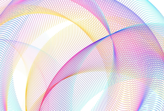 Abstract spiral rainbow design element on white background of twist lines Vector Illustration eps 10 Colourful waves with lines created using Blend Tool Templates for multipurpose presentation