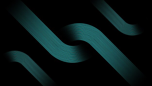 Abstract Teal Green Circular and Wavy Line Pattern on Dark Background