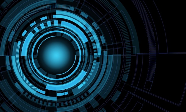 abstract technology blue circular system cyber futuristic design modern creative background vector