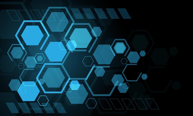 abstract technology blue hexagon geometric futuristic on black design modern background vector