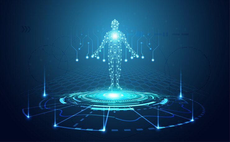 Abstract technology futuristic concept of digital human body