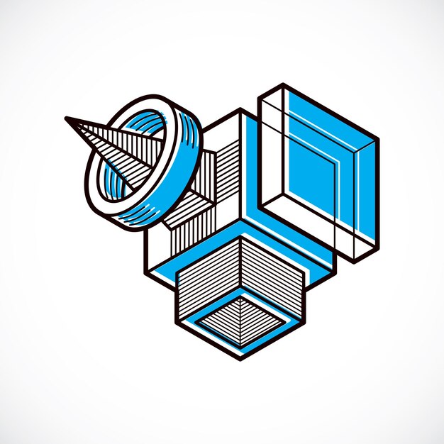 Abstract three-dimensional shape, vector design cube element.