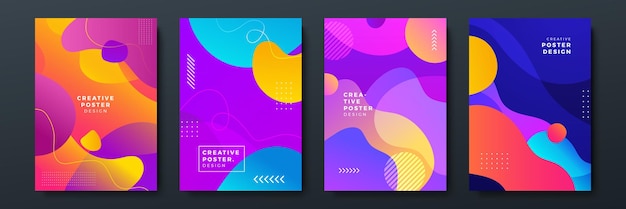 abstract trendy gradient flowing geometric pattern background texture for poster cover design minimal color gradient banner template modern vector wave shape for brochure