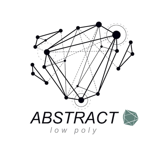Abstract vector 3d geometric low poly object. Technology and science conceptual logo.