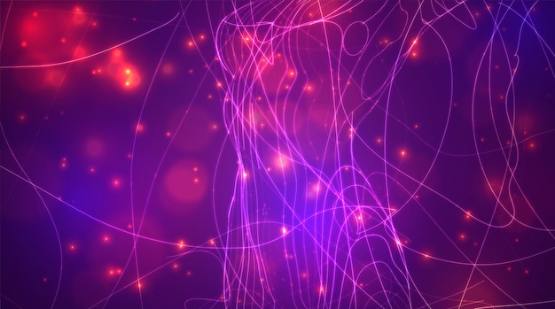 Abstract vector background of lines and points curved beautiful shapes