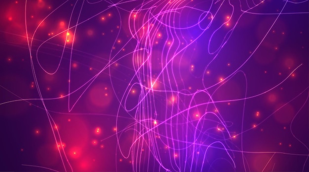 Abstract vector background of lines and points, curved beautiful shapes.