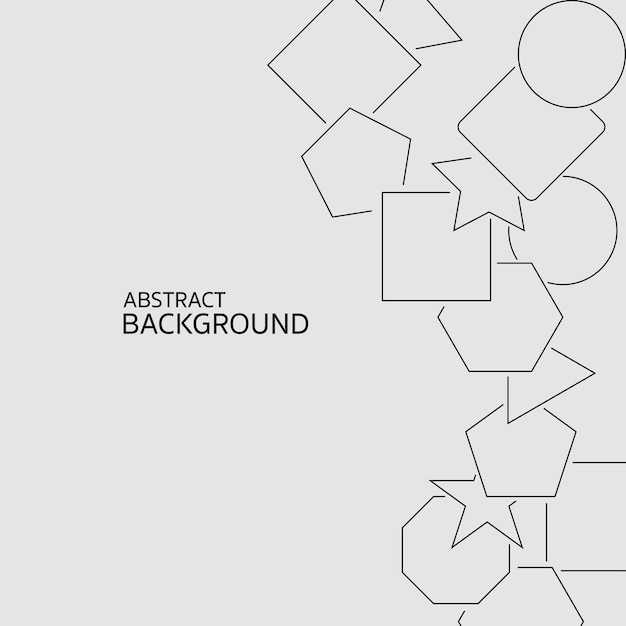 Abstract Vector Background. Set of different geometric shapes, isolated. Geometric shapes in lines design. Collection Triangles, Squares, Stars, Circles and Polygon. Vector Illustration