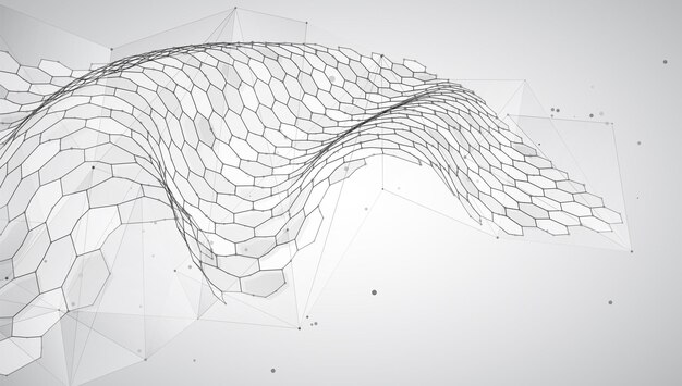 Abstract vector background with hexagons landscape of the virtual world 3d design