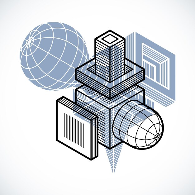 Abstract vector geometric form, 3D polygonal shape.