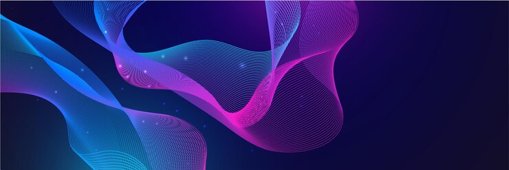 Abstract vector wave line flowing blue and pink purple gradient color isolated on black background for design elements in concept technology music science AI tech banner