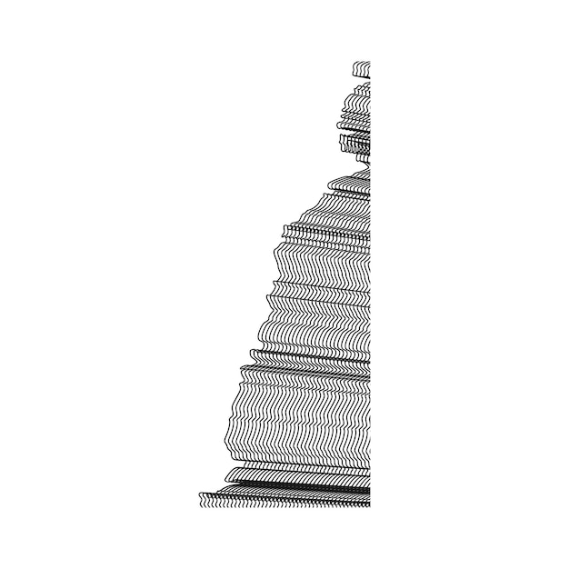 abstract wavy lines element Flowing particles wave pattern 3D curve halftone