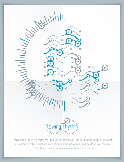 Abstract wavy lines rhythm pattern for use in graphic and web design. Vector technology flyer template.