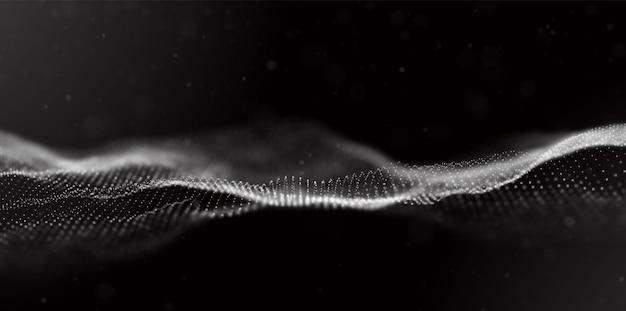 abstract white particle background flow wave with dot landscape