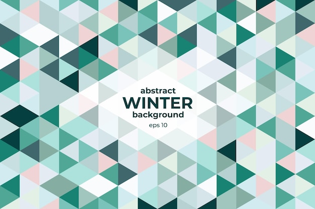 Abstract winter triangular background Green vector geometric pattern