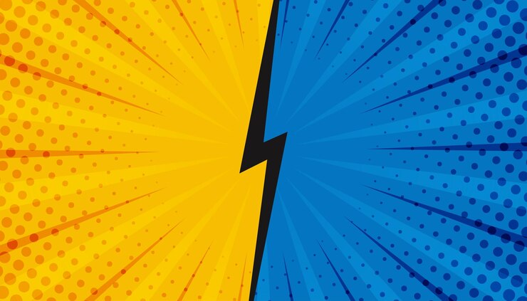 Vector abstract yellow and blue background with comic style vector illustration