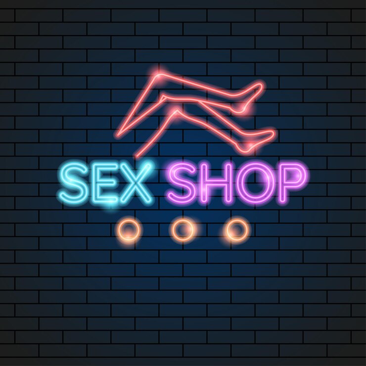 Abstrak Seks Cinta Toko Mainan Dewasa Lampu Neon Lampu Listrik Latar Belakang Desain Vektor Gaya Signage